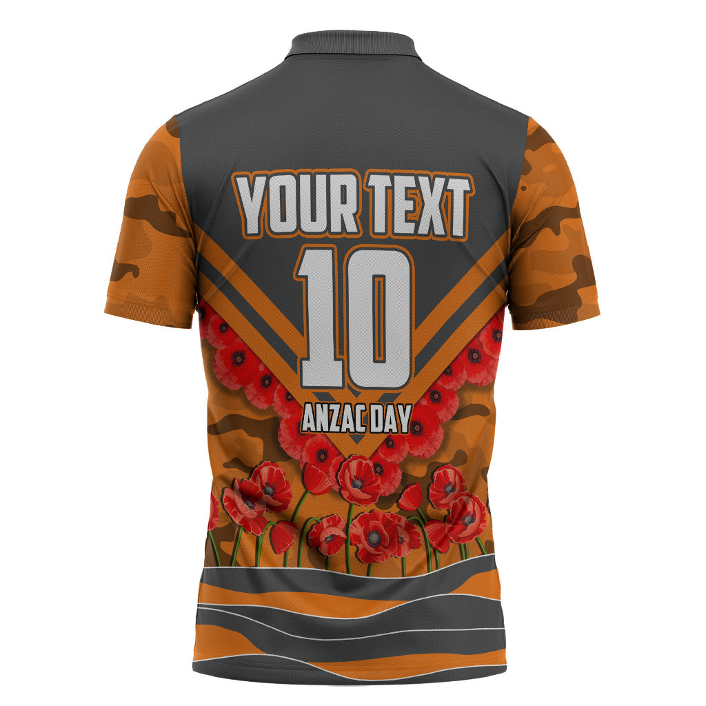 Personalised Greater Western Sydney Giants ANZAC Zipper Polo Shirt Military Remembrance Australian Football Mascot Camouflage