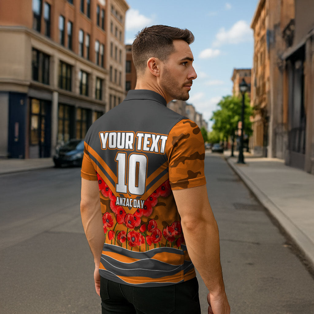 Personalised Greater Western Sydney Giants ANZAC Zipper Polo Shirt Military Remembrance Australian Football Mascot Camouflage
