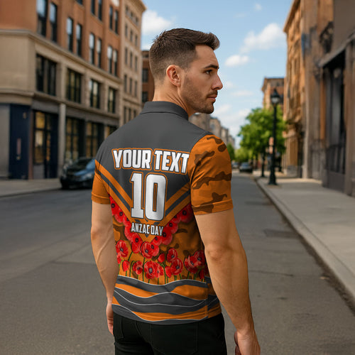 Personalised Greater Western Sydney Giants ANZAC Zipper Polo Shirt Military Remembrance Australian Football Mascot Camouflage