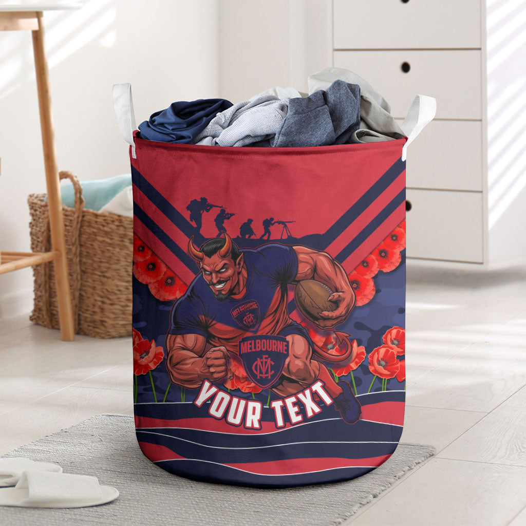 Personalised Melbourne Demons ANZAC Laundry Basket Military Remembrance Australian Football Mascot Camouflage
