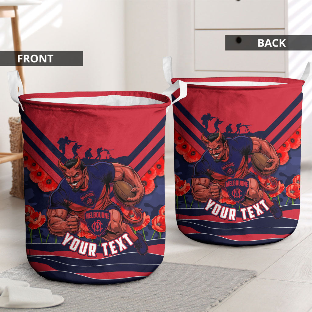 Personalised Melbourne Demons ANZAC Laundry Basket Military Remembrance Australian Football Mascot Camouflage