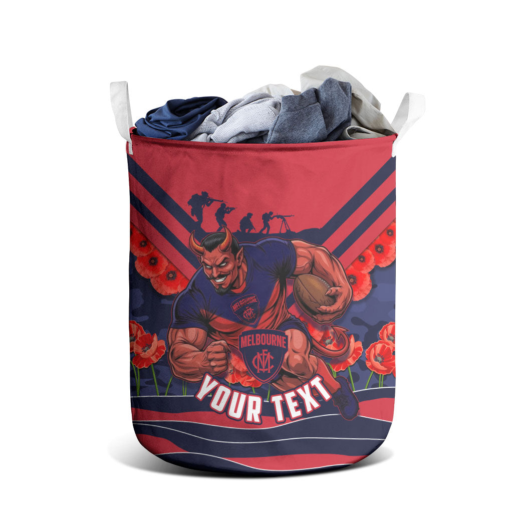 Personalised Melbourne Demons ANZAC Laundry Basket Military Remembrance Australian Football Mascot Camouflage
