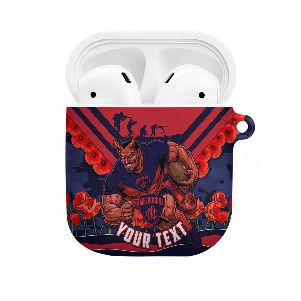 Personalised Melbourne Demons ANZAC AirPods Case Military Remembrance Australian Football Mascot Camouflage