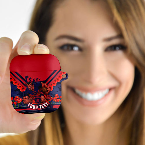 Personalised Melbourne Demons ANZAC AirPods Case Military Remembrance Australian Football Mascot Camouflage