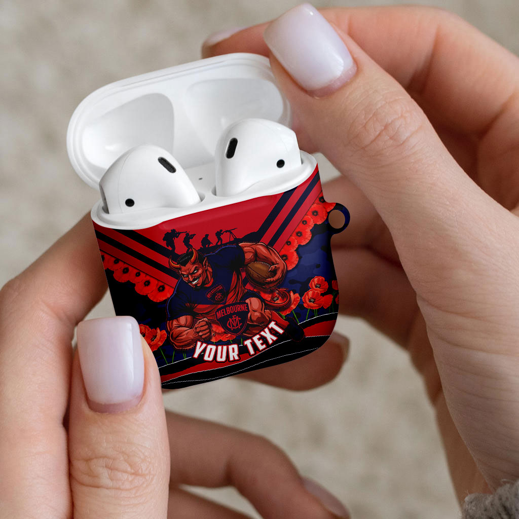 Personalised Melbourne Demons ANZAC AirPods Case Military Remembrance Australian Football Mascot Camouflage