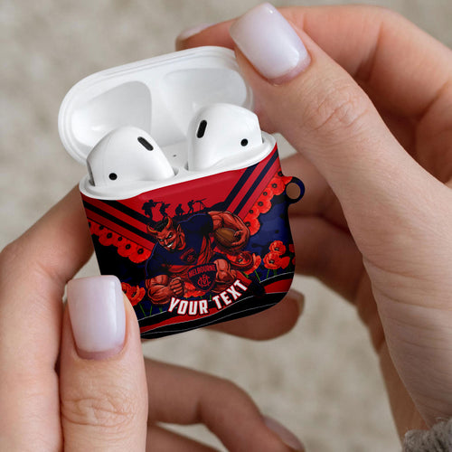 Personalised Melbourne Demons ANZAC AirPods Case Military Remembrance Australian Football Mascot Camouflage