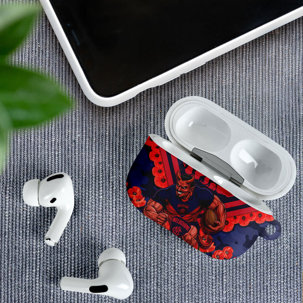 Personalised Melbourne Demons ANZAC AirPods Case Military Remembrance Australian Football Mascot Camouflage