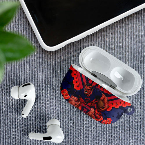 Personalised Melbourne Demons ANZAC AirPods Case Military Remembrance Australian Football Mascot Camouflage