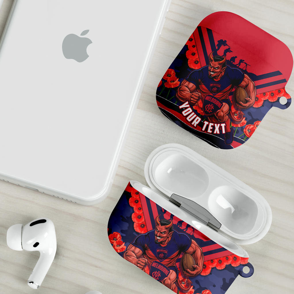 Personalised Melbourne Demons ANZAC AirPods Case Military Remembrance Australian Football Mascot Camouflage