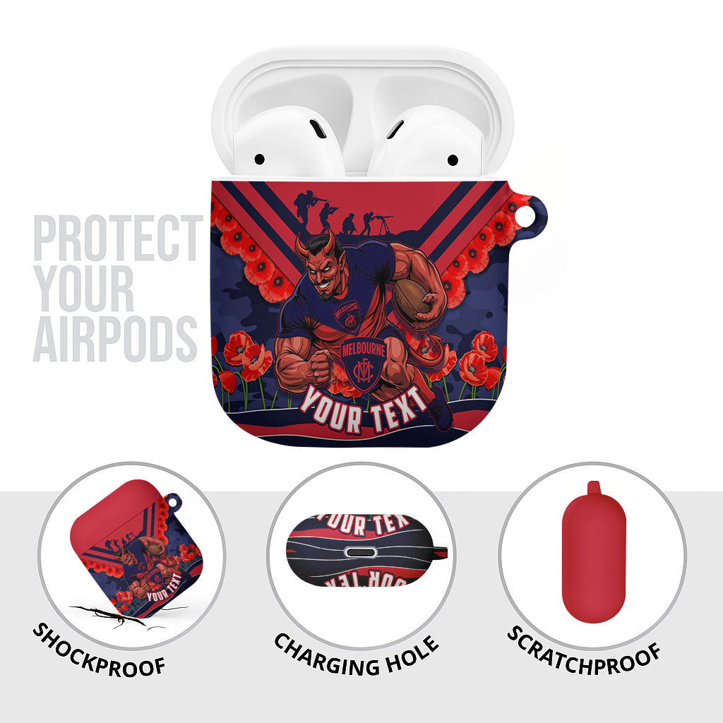 Personalised Melbourne Demons ANZAC AirPods Case Military Remembrance Australian Football Mascot Camouflage