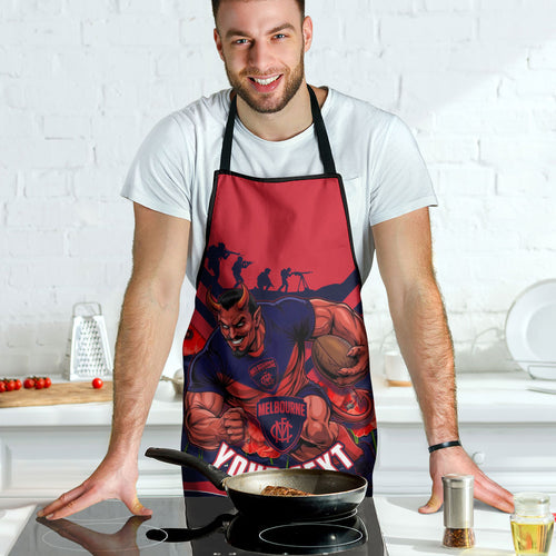 Personalised Melbourne Demons ANZAC Apron Military Remembrance Australian Football Mascot Camouflage
