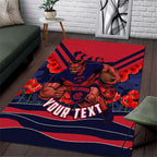 Personalised Melbourne Demons ANZAC Area Rug Military Remembrance Australian Football Mascot Camouflage