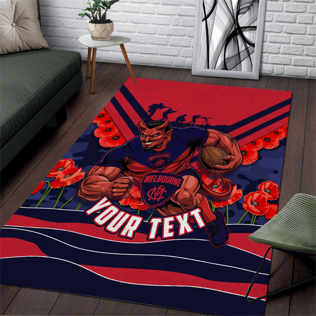 Personalised Melbourne Demons ANZAC Area Rug Military Remembrance Australian Football Mascot Camouflage