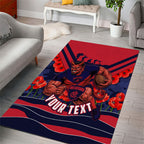 Personalised Melbourne Demons ANZAC Area Rug Military Remembrance Australian Football Mascot Camouflage