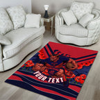 Personalised Melbourne Demons ANZAC Area Rug Military Remembrance Australian Football Mascot Camouflage