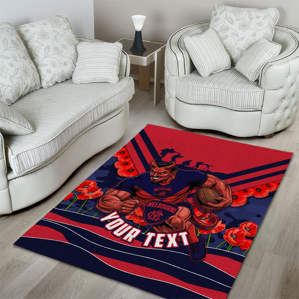 Personalised Melbourne Demons ANZAC Area Rug Military Remembrance Australian Football Mascot Camouflage