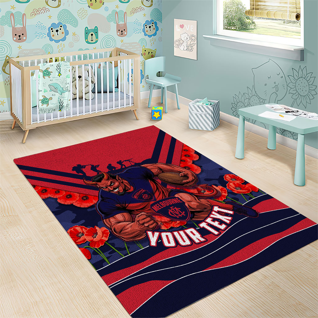 Personalised Melbourne Demons ANZAC Area Rug Military Remembrance Australian Football Mascot Camouflage