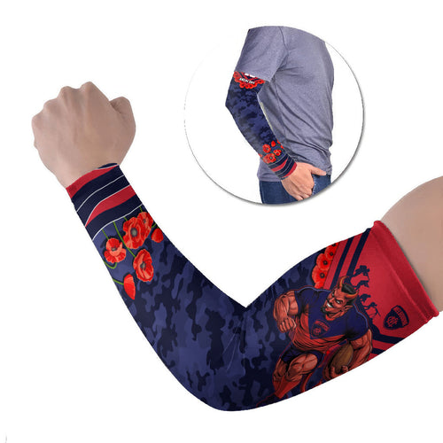 Personalised Melbourne Demons ANZAC Arm Sleeves Military Remembrance Australian Football Mascot Camouflage