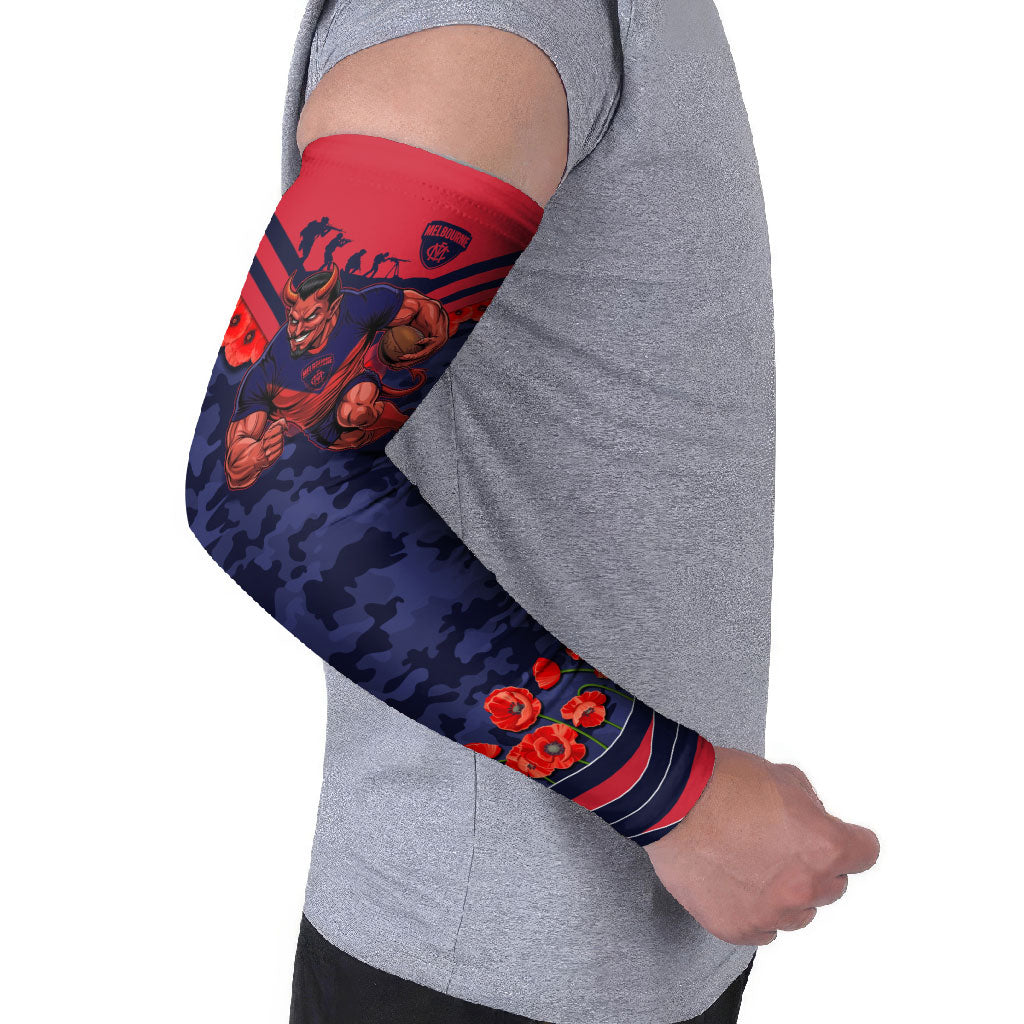 Personalised Melbourne Demons ANZAC Arm Sleeves Military Remembrance Australian Football Mascot Camouflage