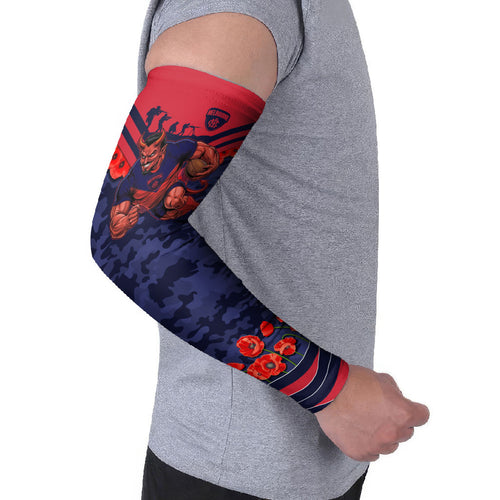 Personalised Melbourne Demons ANZAC Arm Sleeves Military Remembrance Australian Football Mascot Camouflage