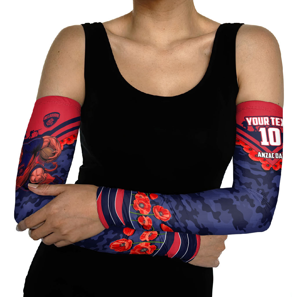 Personalised Melbourne Demons ANZAC Arm Sleeves Military Remembrance Australian Football Mascot Camouflage