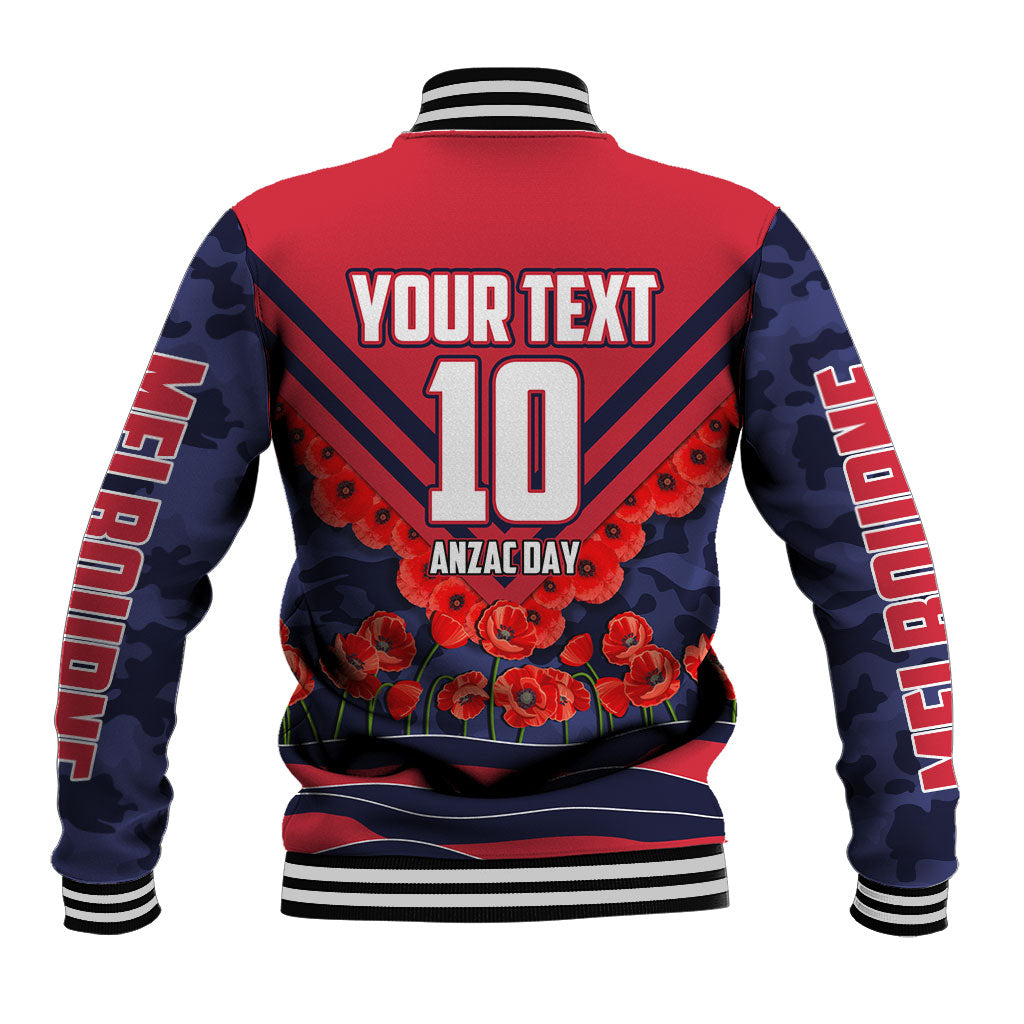 Personalised Melbourne Demons ANZAC Baseball Jacket Military Remembrance Australian Football Mascot Camouflage