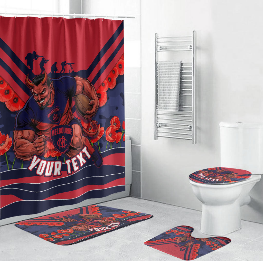 Personalised Melbourne Demons ANZAC Bathroom Set Military Remembrance Australian Football Mascot Camouflage