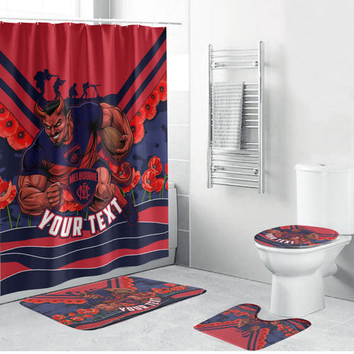 Personalised Melbourne Demons ANZAC Bathroom Set Military Remembrance Australian Football Mascot Camouflage