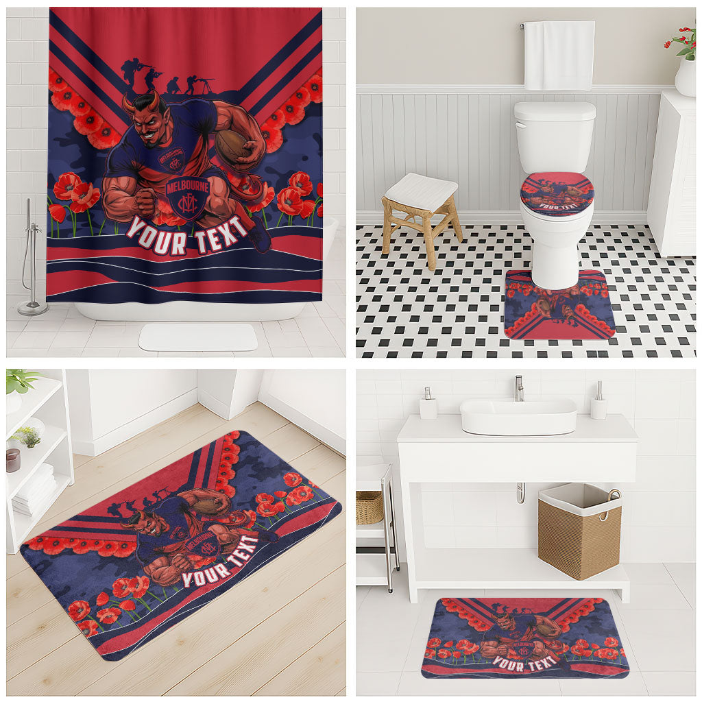 Personalised Melbourne Demons ANZAC Bathroom Set Military Remembrance Australian Football Mascot Camouflage