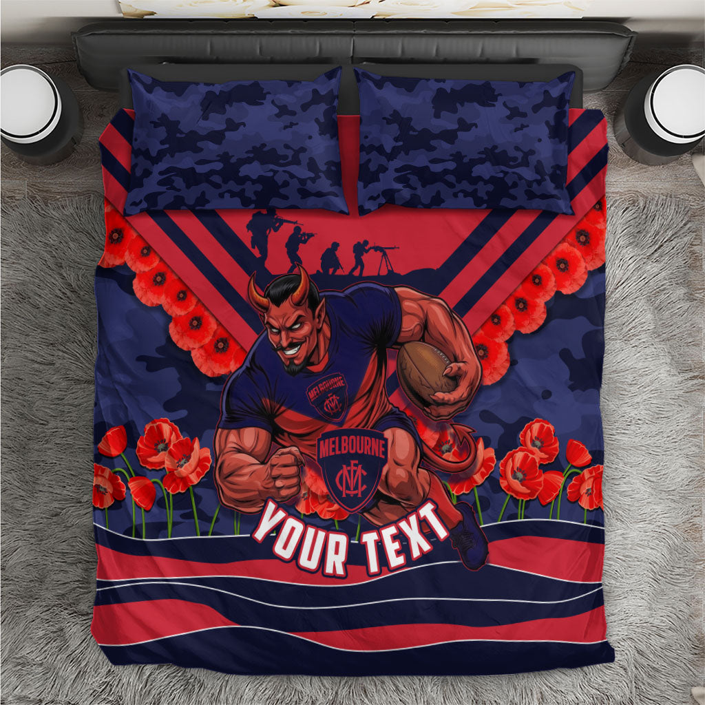 Personalised Melbourne Demons ANZAC Bedding Set Military Remembrance Australian Football Mascot Camouflage