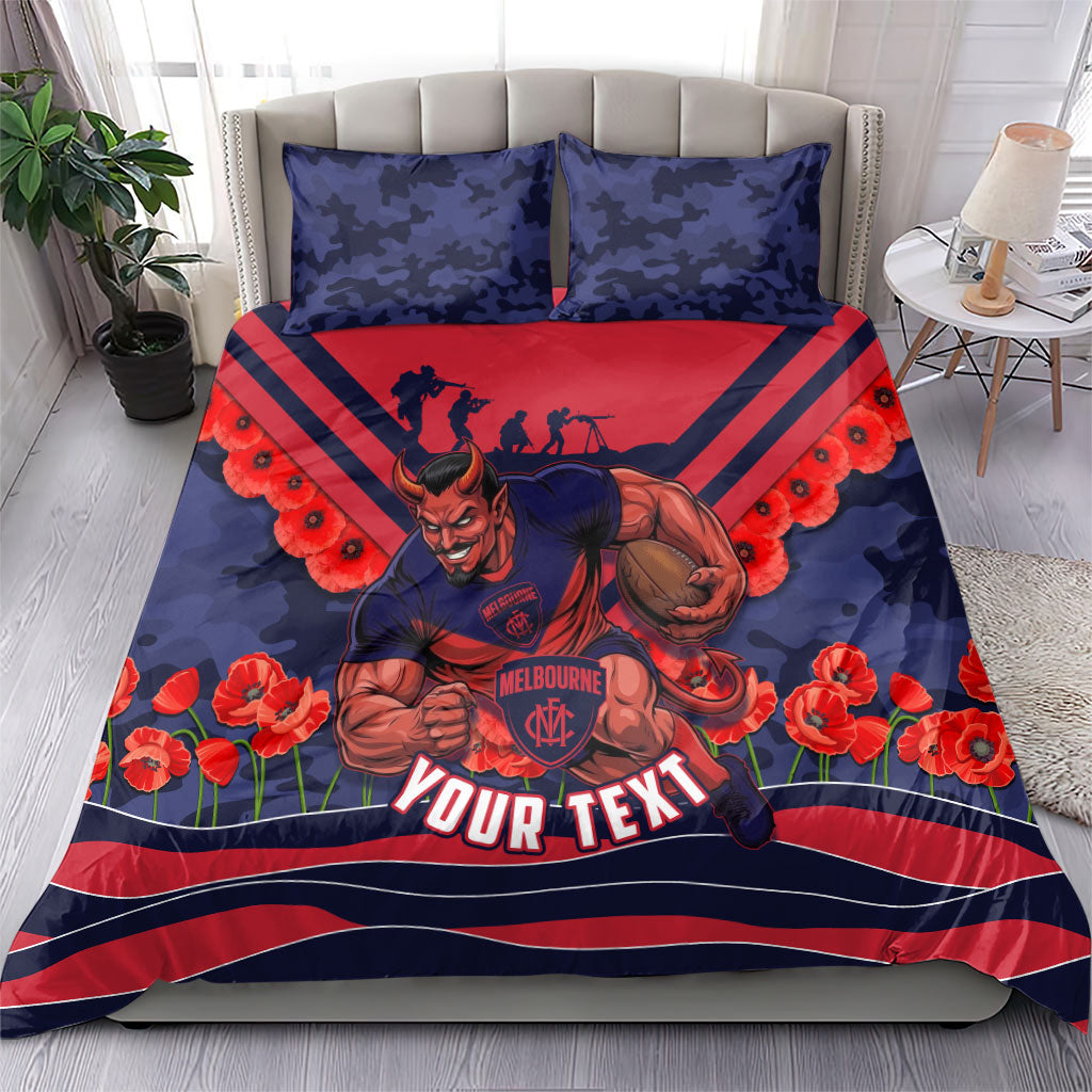 Personalised Melbourne Demons ANZAC Bedding Set Military Remembrance Australian Football Mascot Camouflage