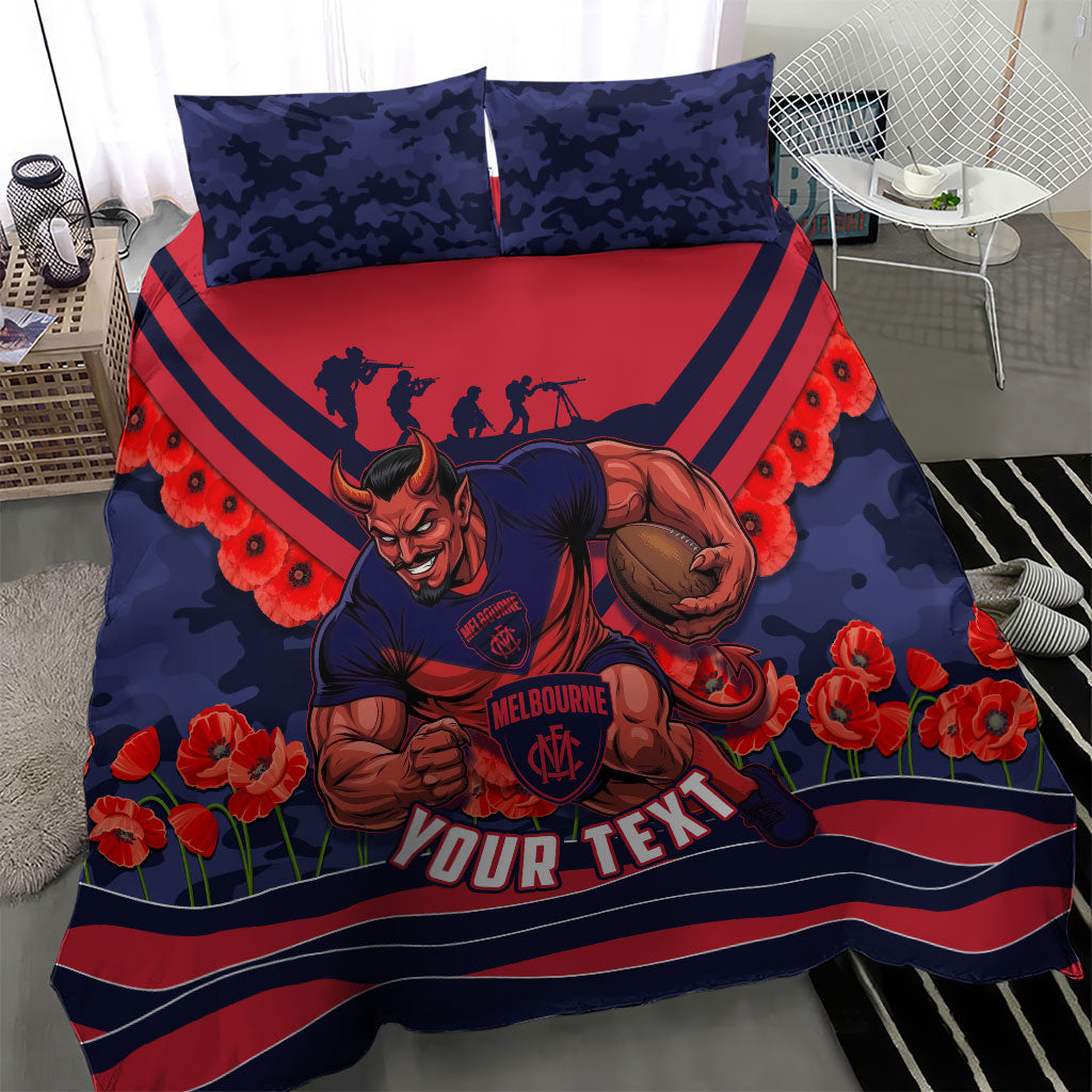 Personalised Melbourne Demons ANZAC Bedding Set Military Remembrance Australian Football Mascot Camouflage