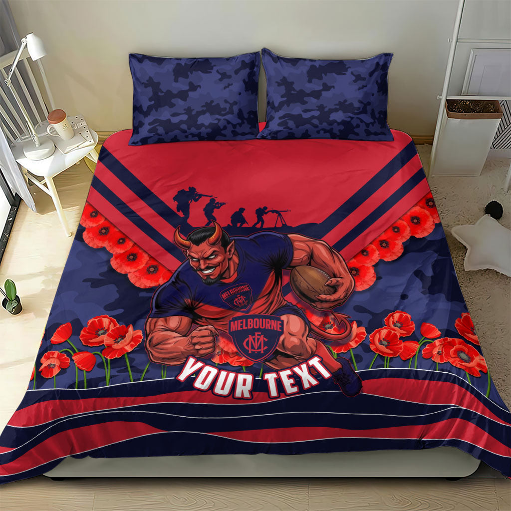 Personalised Melbourne Demons ANZAC Bedding Set Military Remembrance Australian Football Mascot Camouflage