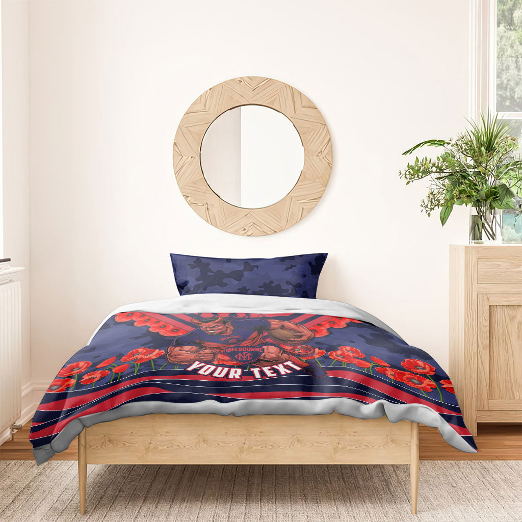 Personalised Melbourne Demons ANZAC Bedding Set Military Remembrance Australian Football Mascot Camouflage