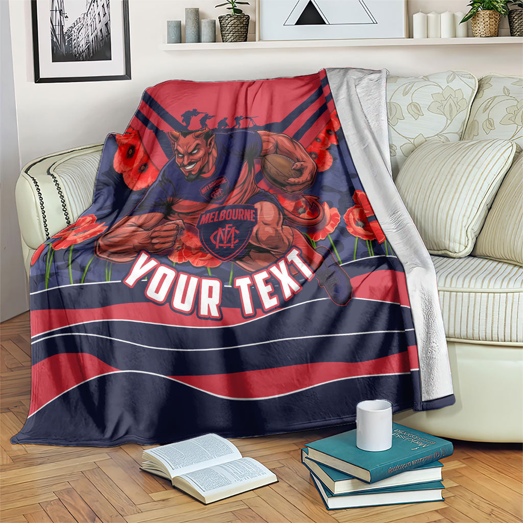 Personalised Melbourne Demons ANZAC Blanket Military Remembrance Australian Football Mascot Camouflage