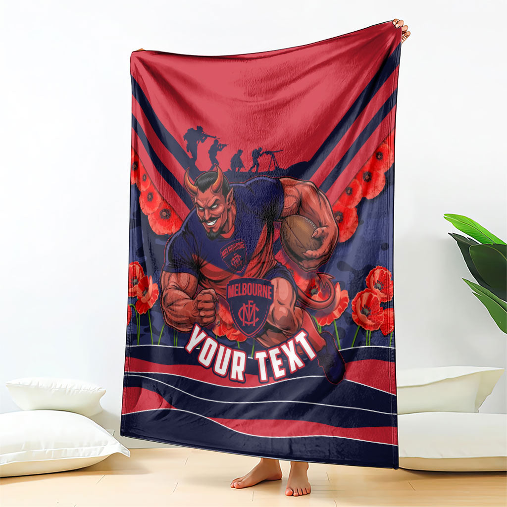 Personalised Melbourne Demons ANZAC Blanket Military Remembrance Australian Football Mascot Camouflage