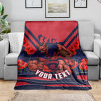 Personalised Melbourne Demons ANZAC Blanket Military Remembrance Australian Football Mascot Camouflage