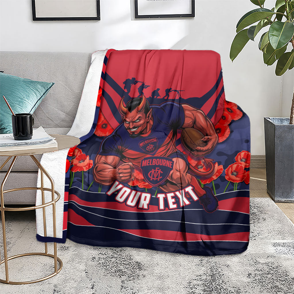 Personalised Melbourne Demons ANZAC Blanket Military Remembrance Australian Football Mascot Camouflage