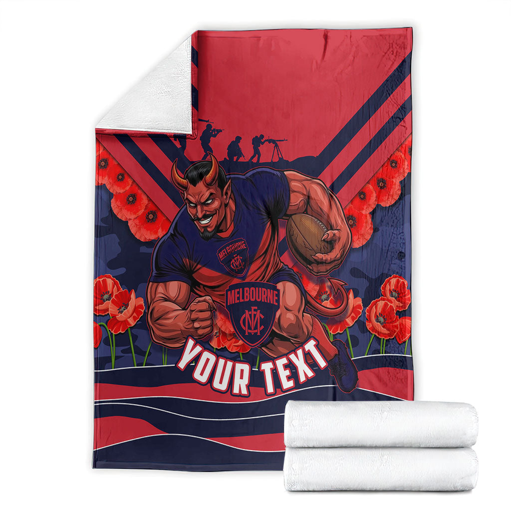 Personalised Melbourne Demons ANZAC Blanket Military Remembrance Australian Football Mascot Camouflage