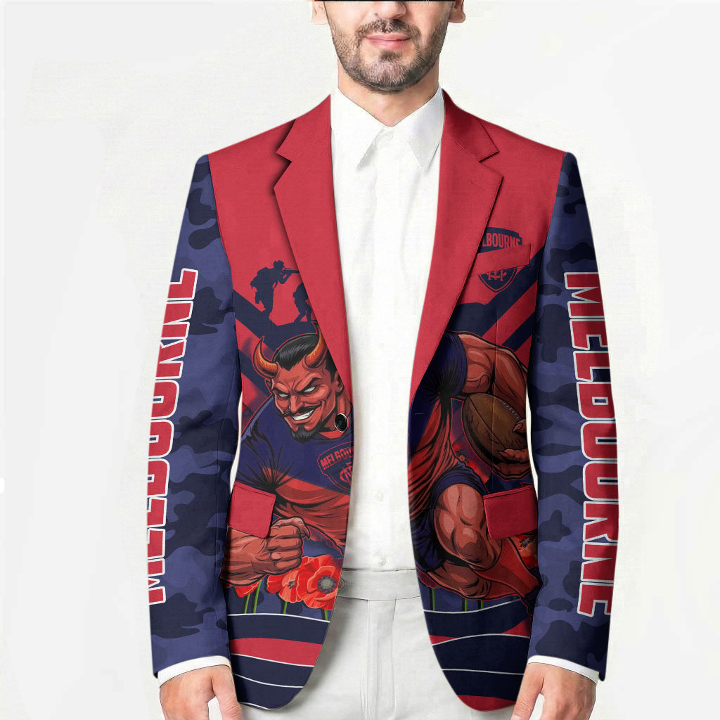 Personalised Melbourne Demons ANZAC Blazer Military Remembrance Australian Football Mascot Camouflage