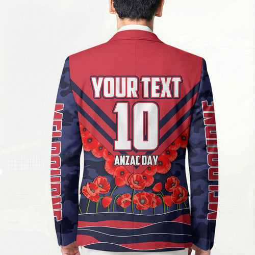 Personalised Melbourne Demons ANZAC Blazer Military Remembrance Australian Football Mascot Camouflage