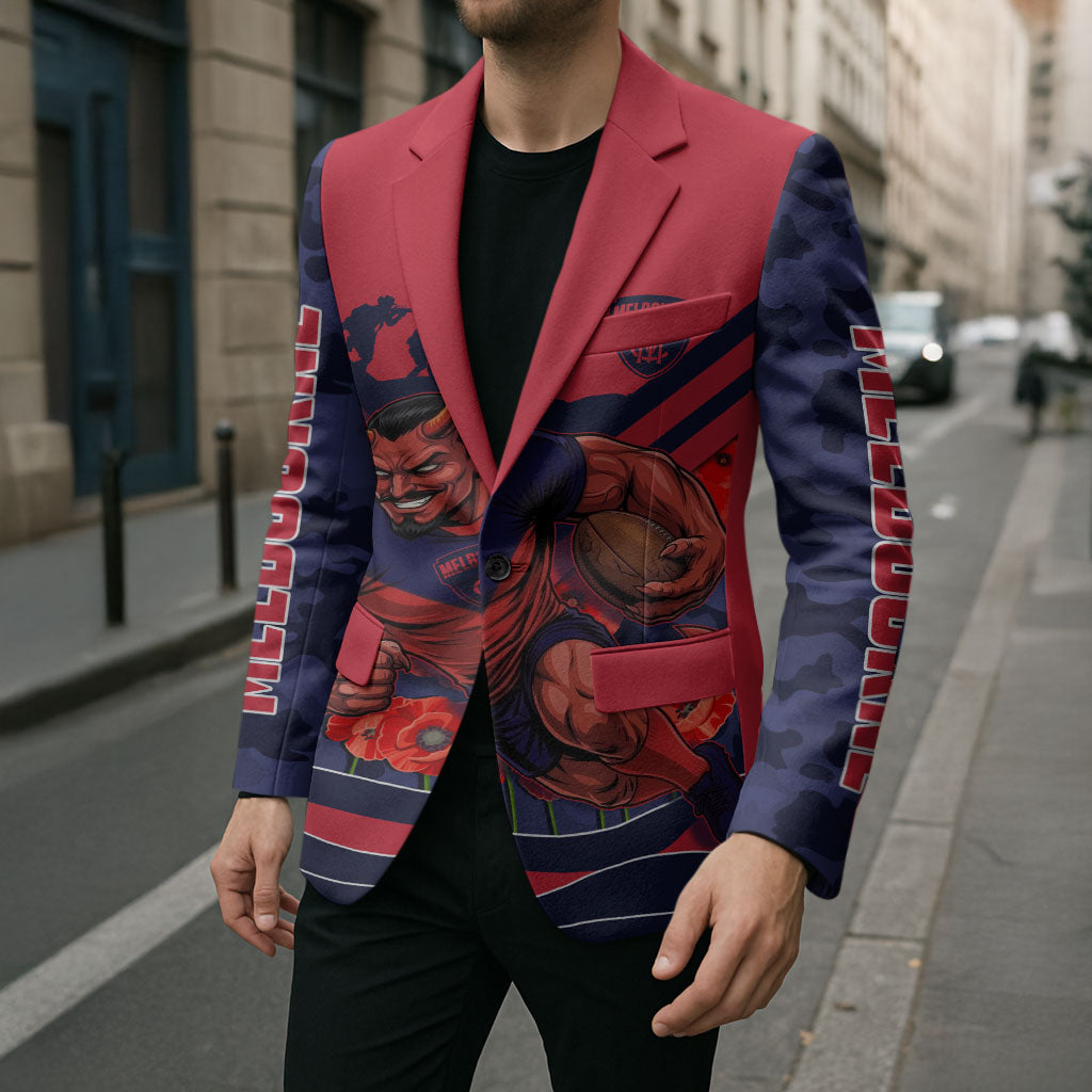 Personalised Melbourne Demons ANZAC Blazer Military Remembrance Australian Football Mascot Camouflage