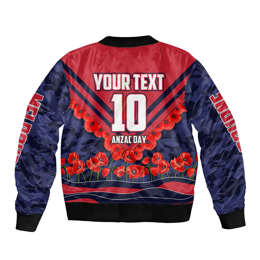 Personalised Melbourne Demons ANZAC Bomber Jacket Military Remembrance Australian Football Mascot Camouflage