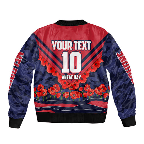 Personalised Melbourne Demons ANZAC Bomber Jacket Military Remembrance Australian Football Mascot Camouflage