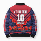 Personalised Melbourne Demons ANZAC Bomber Puffer Jacket Military Remembrance Australian Football Mascot Camouflage