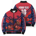 Personalised Melbourne Demons ANZAC Bomber Puffer Jacket Military Remembrance Australian Football Mascot Camouflage