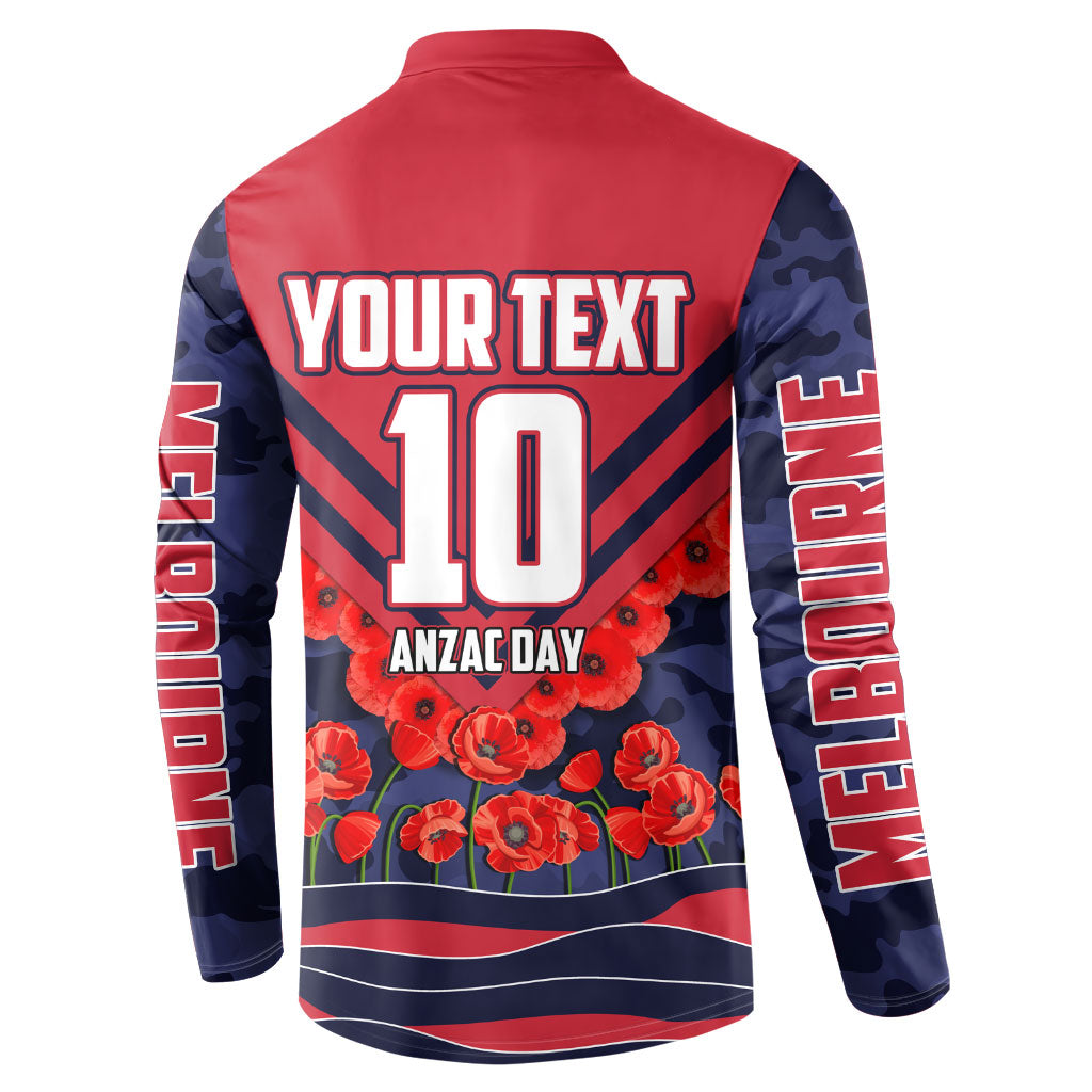 Personalised Melbourne Demons ANZAC Button Sweatshirt Military Remembrance Australian Football Mascot Camouflage