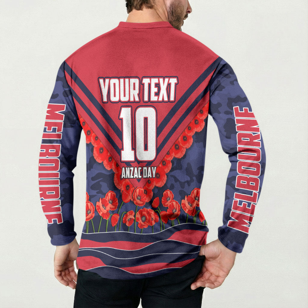 Personalised Melbourne Demons ANZAC Button Sweatshirt Military Remembrance Australian Football Mascot Camouflage