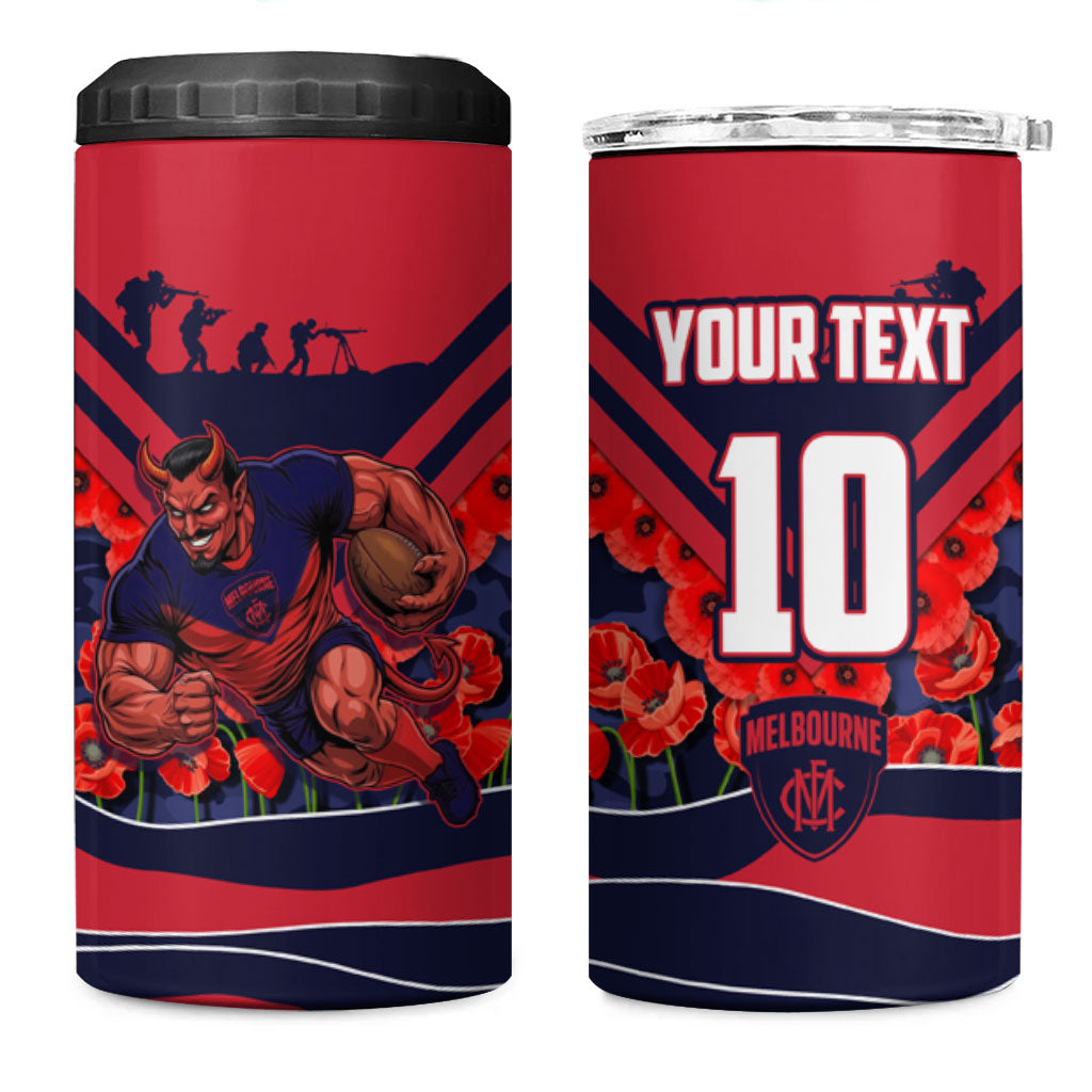 Personalised Melbourne Demons ANZAC 4 in 1 Can Cooler Tumbler Military Remembrance Australian Football Mascot Camouflage