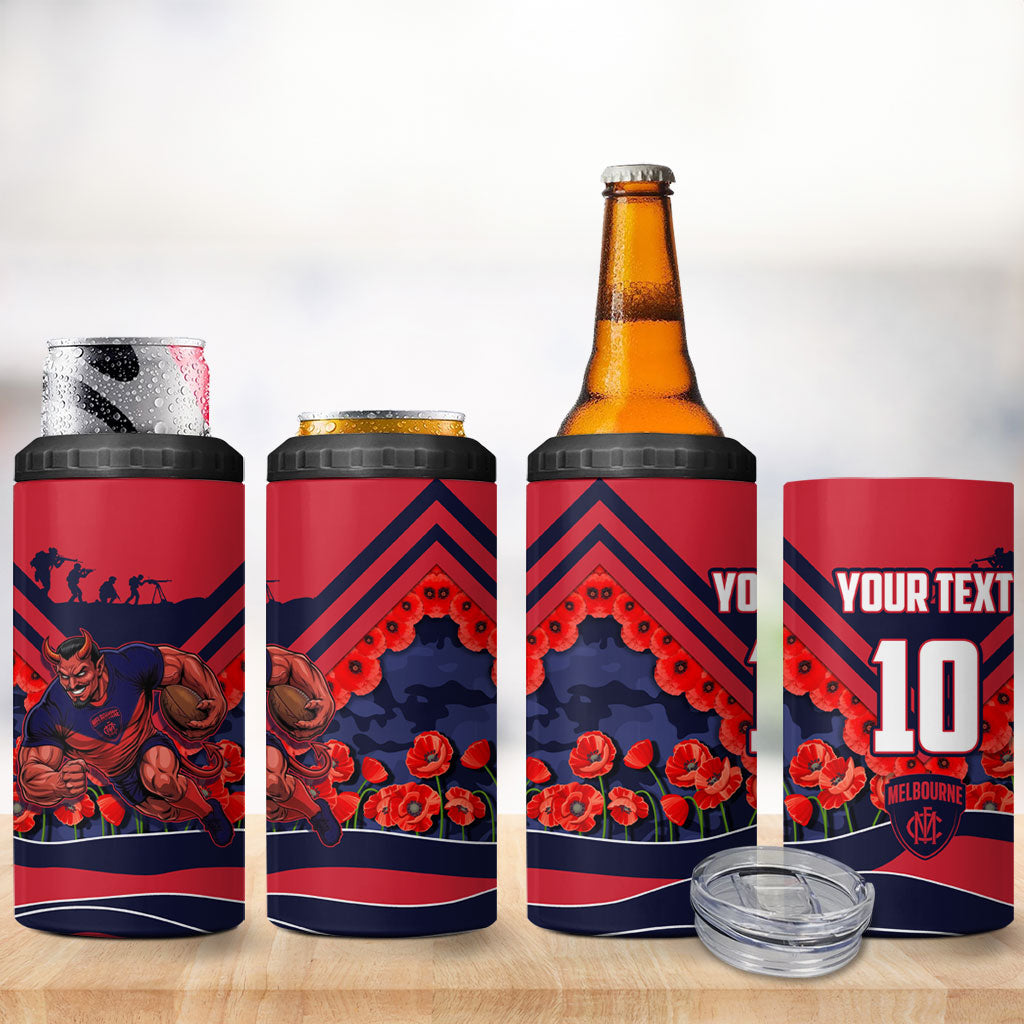 Personalised Melbourne Demons ANZAC 4 in 1 Can Cooler Tumbler Military Remembrance Australian Football Mascot Camouflage